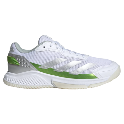 Adidas Womens Courtquick Padel Shoes - Cloud White/Silver Metallic/Lucid lemon