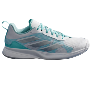 Adidas Womens AvaFlash Tennis Shoes - Cloud White / Silver Metallic / Flash Aqua
