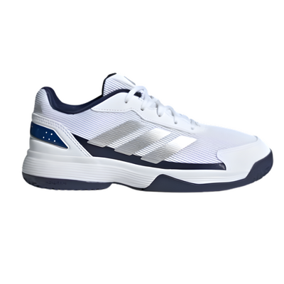 Adidas Kids Crazyquick Padel Shoes - Cloud White / Silver Metallic / Dark Blue