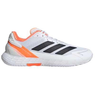 Adidas Mens Defiant Speed 2 Tennis Shoes - Cloud White / Core Black / Lucid Orange