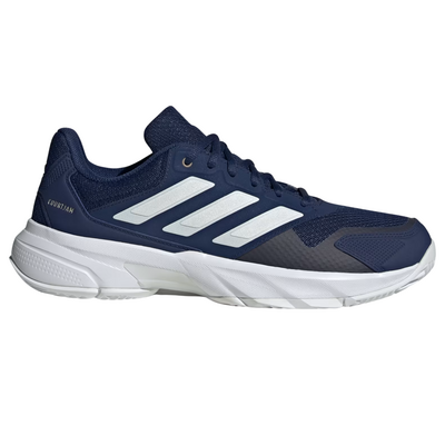 Adidas Mens Courtjam Control 3 Tennis Shoes - Dark Blue/ Zero Metallic/ Cloud White