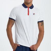 Fila Mens BB1 Classic Vintage Striped Polo - White/Fila Navy/Fila Red