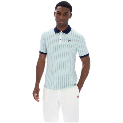 Fila Mens BB1 Classic Vintage Striped Polo - Surf Spray/ Fila Navy/ White