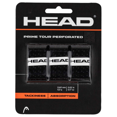 HEAD Prime Tour Perforated Overgrips (Pack of 3) - Black
