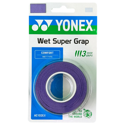 Yonex AC102EX Wet Super Grap Grips (Pack of 3) - Deep Purple
