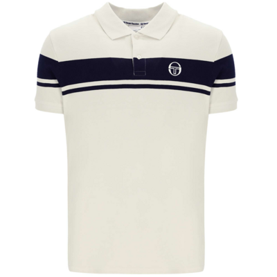 Sergio Tacchini Mens YoungLine Polo Shirt Gardenia/MaritimeBlue