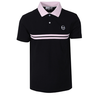 Sergio Tacchini Men Supermac Polo - Black/ Light Lilac/ White