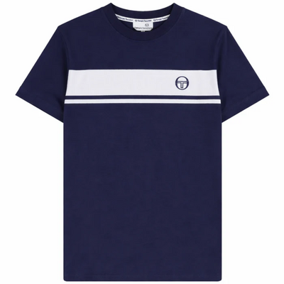 Sergio Tacchini Mens Masters Tee - Navy/White- Tonal Ringer