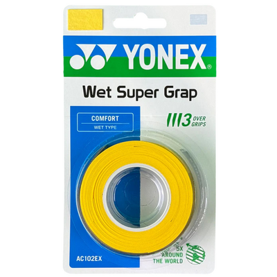 Yonex AC102EX Wet Super Grap Grips (Pack of 3) - Yellow
