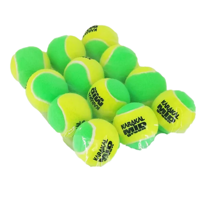 Karakal Mid Green Two Tone Junior Tennis Balls (1 Dozen) - Green/Yellow