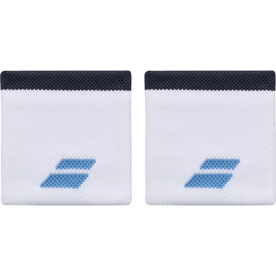 Babolat Logo Wristbands - White/Drive Blue